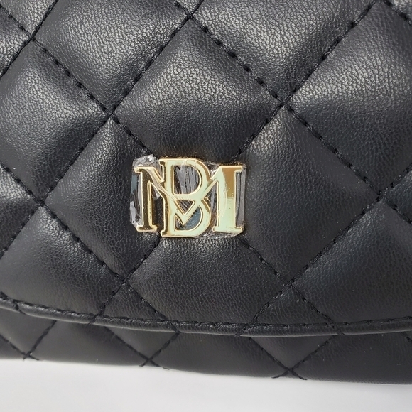 BADGLEY MISCHKA BLACK QUILTED TOP HANDLE PURSE NWOT BLACK WALLET FAUX LEATHER - Picture 16 of 16